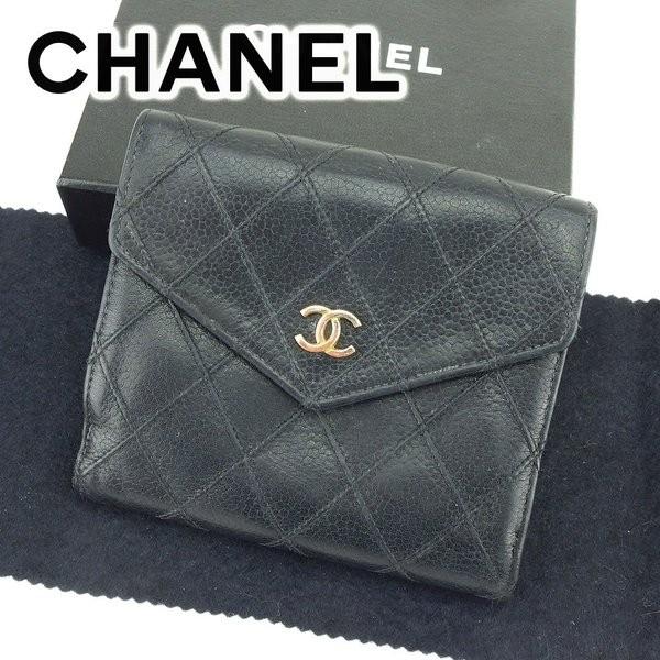 シャネル Chanel クリアランスsale 期間限定 財布 Wホック財布 ココマーク ブラック レディース 中古 メンズ