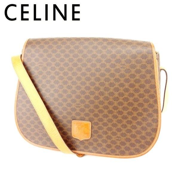 セリーヌ Celine バッグ ショルダーバッグ マカダム ブラウン メンズ レディース ゴールド ライトブラウン Bag お歳暮 中古