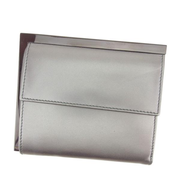 グッチ Gucci 財布 三つ折り財布 シルバー 中古 お中元 メンズ レディース