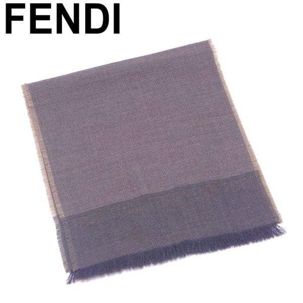 フェンディ Fendi マフラー ロゴライン ストール ブラウン 中古 グレー レディース ベージュ メンズ 永遠の定番