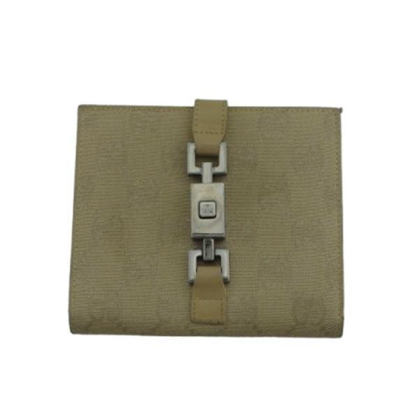 【BIGお買い物ラリー★30%OFFセール中】グッチ GUCCI 二つ折り財布ＧＧキャンバス ジャッキー金具付き ベージュ×ブラウン×ゴールド レディース 中古 GUCCI（グッチ） 【初売りSALE☆30%OFFクーポン】グッチ 二つ折り財布