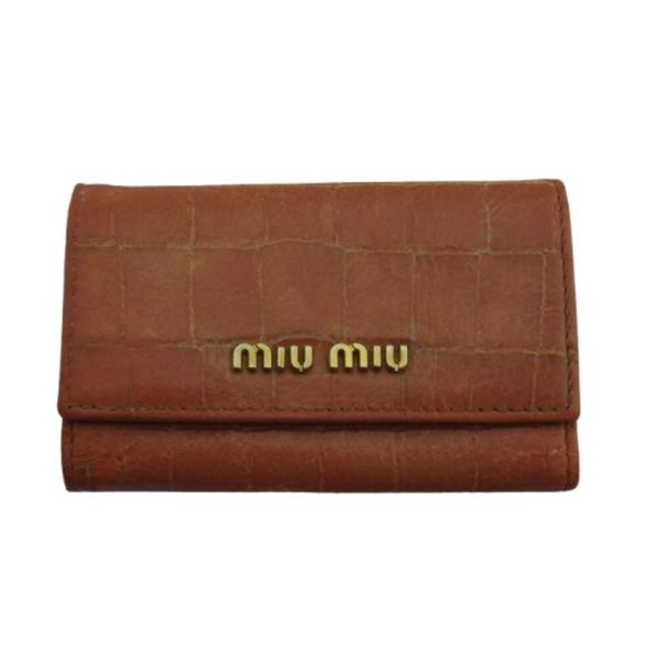 【BIGお買い物ラリー★30%OFFセール中】ミュウミュウ MIUMIU キーケースクロコダイル調 ロゴ入り ピンク×ゴールド レディース 中古 miu miu（ミュウミュウ） 【初売りSALE☆30%OFFクーポン】ミュウミュウ