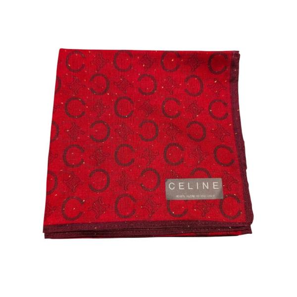 CELINE（セリーヌ） 未使用 ハンカチ レッド 赤 マカダム スカーフ 綿