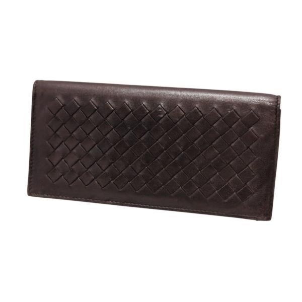 Bottega Veneta ボッテガべネタ ダークブラウンレザー長財布 BOTTEGA VENETA（ボッテガ・ヴェネタ） イントレチャート 長財布