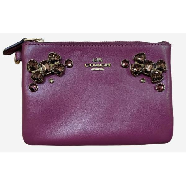 COACH コーチ ポーチ リストレット スタッズ ボルドー ワインレッド  