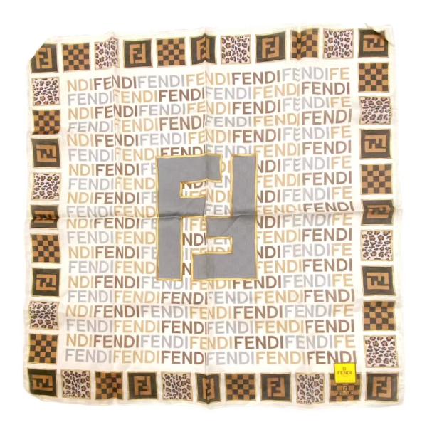 FENDI（フェンディ） 未使用 ハンカチ ズッカ スカーフ ロゴ ブラウン