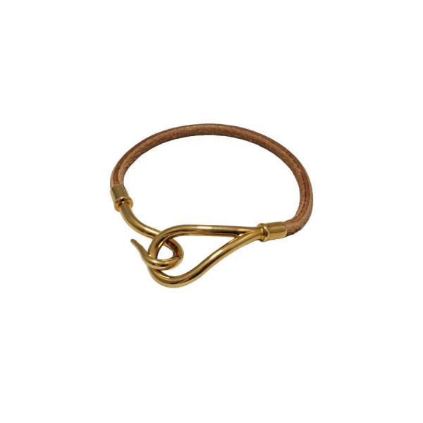未使用　HERMES レザー ブレスレット　ジャンボ　シルバー金具　ゴールド HERMES（エルメス） ブレスレット ジャンボブレス レザー ゴールド金具