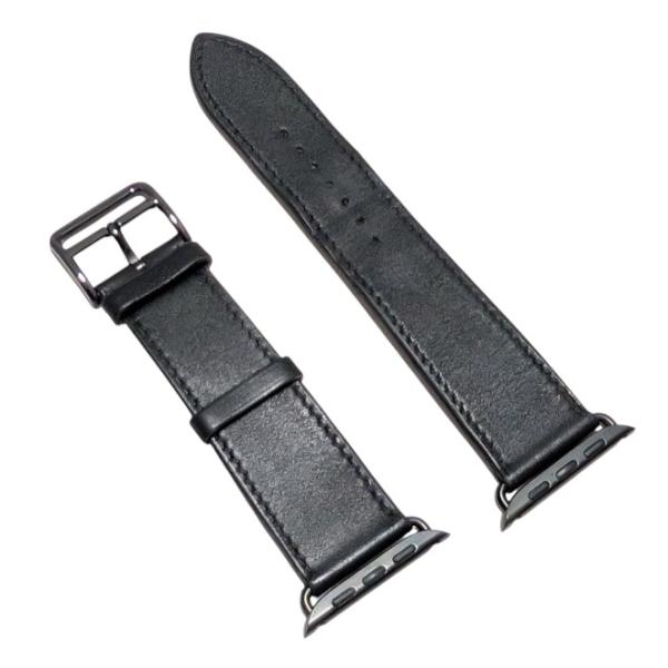 エルメス アップルウォッチ 時計用 ベルト レザー 35ｍｍ用 替えベルト ブラック 黒 尾錠付き　HERMES 【中古】