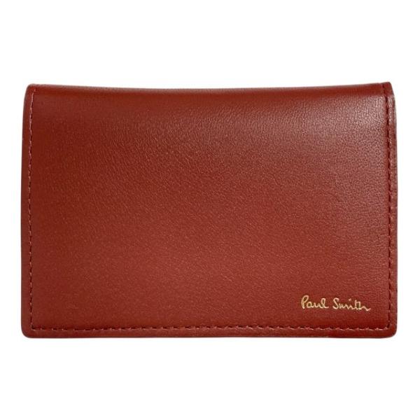 未使用 ポールスミス カードケース  マルチストライプ　二つ折り レザー  本革 マルチカラー ブラウン　Ｐａｕｌ Ｓｍｉｔｈ 名刺入れ 定 Paul Smith（ポール・スミス） 未使用 カードケース ストライプ 二