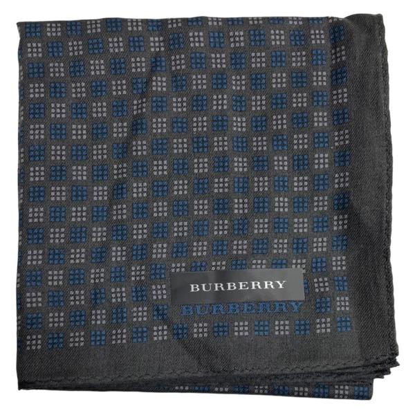 BURBERRY（バーバリー） 未使用 ハンカチ ダークグレー ブルー 綿
