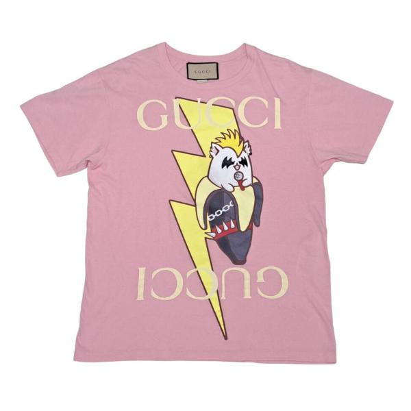 GUCCI（グッチ） Tシャツ ばなにゃ ピンク XSサイズ オーバーサイズ