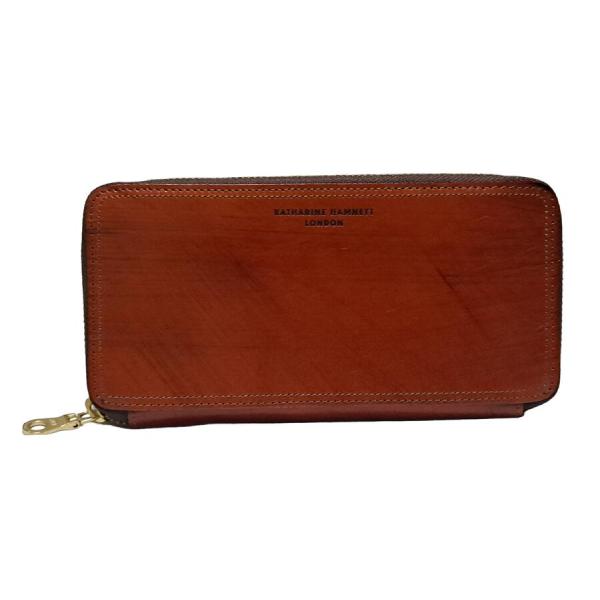 キャサリンハムネット ロンドン KATHARINE HAMNETT LONDON 財布 長財布 メンズ ラウンドファスナー レザー ブラウン 茶色 【中古】 KATHARINE HAMNETT（キャサリンハムネット） ロンドン 財布 長財布