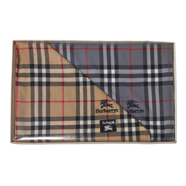 未使用 バーバリー バーバリーズ ハンカチ 綿　コットン　100％ チェック　ベージュ ネイビー　フラワー　紺 枚セット　BURBERRY ギフトセット　ブランド雑貨　レディース　メンズ BURBERRY（バーバリー） 未使用 ハンカチ 綿 チェック ベージュ