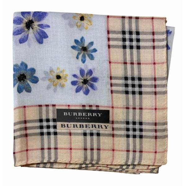 BURBERRY（バーバリー） 未使用 ハンカチ 綿 scarf フラワー チェック