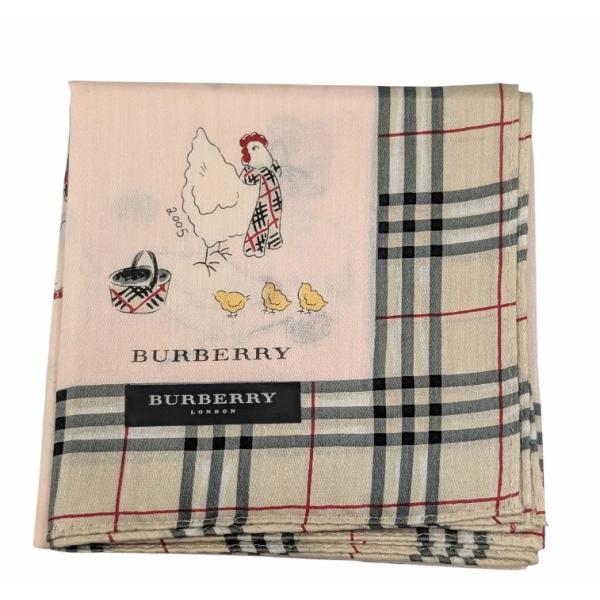 BURBERRY（バーバリー） 未使用 ハンカチ スカーフ 綿 ピンク にわとり