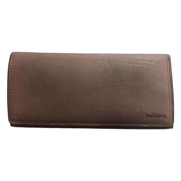 NEWYORKER（ニューヨーカー） 未使用 長財布 チェック ブラウン レザー