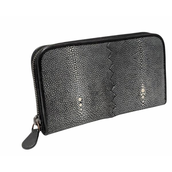 ボッテガヴェネタ 長財布 ガルーシャ レザー ラウンドファスナー ジップアラウンド ブラック スティングレイ エイ革 メンズ 紳士用 ジッ brandeal_0821h1810