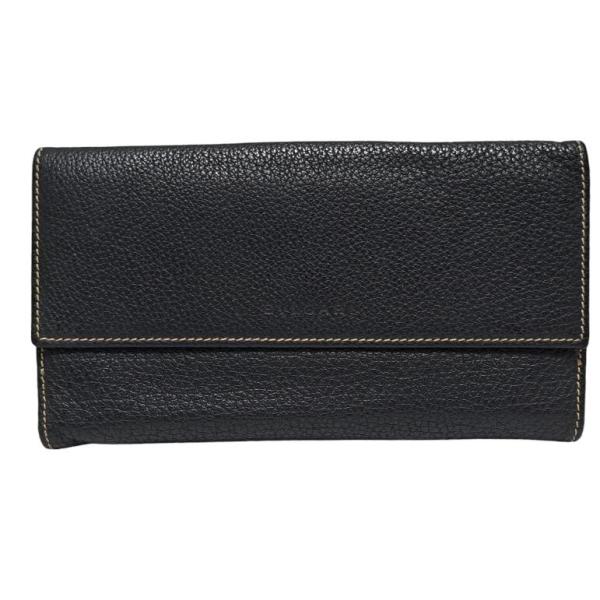 BVLGARI（ブルガリ） 長財布 レザー ブラック 黒 型押し レザー W