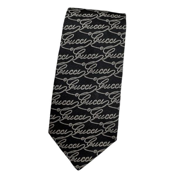 【タグ付き未使用】 グッチ 高級シルクネクタイ ソリッド 無地 ブラック タグ付き未使用】 グッチ 高級シルクネクタイ ソリッド 無地 ブラック