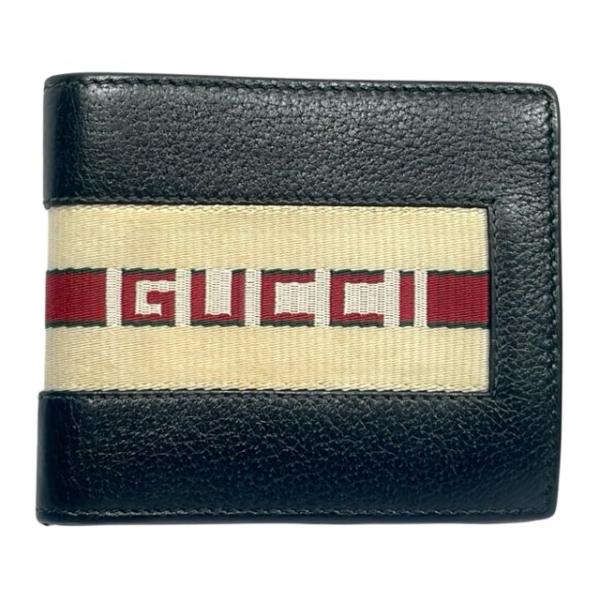 GUCCI グッチ 財布 二つ折り 40882 ロゴ レザー ブラック ニューウェブ