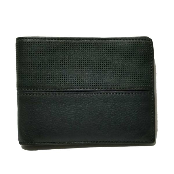 カルティエ 財布 二つ折り パンチングレザー 札入れ ダークグリーン メンズ 紳士用 カードケース Cartier 【中古】 brandeal_1006e2183