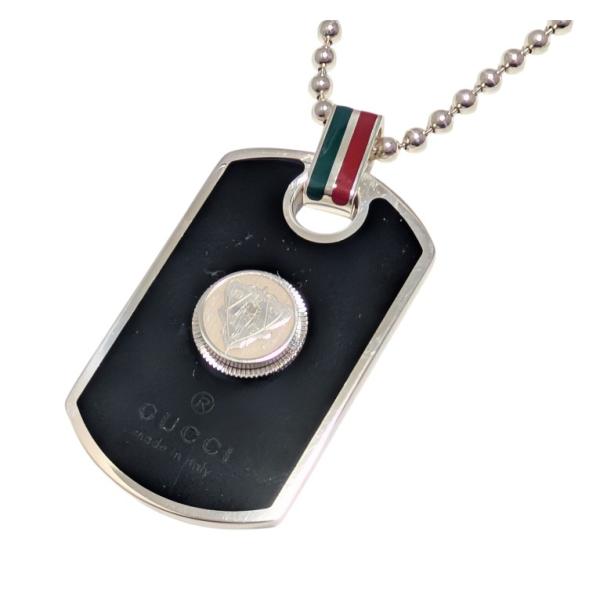 GUCCI（グッチ） ネックレス ドッグタグ ペンダント クレスト ブラック
