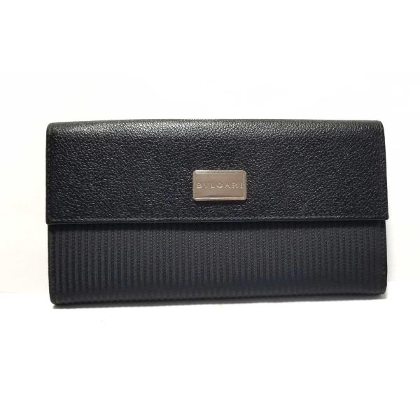 ブルガリ 長財布 ミレリゲ 財布 三つ折り ブラック メンズ ＰＶＣ 33775 BVLGARI ロゴ 紳士用 Wホック ロゴ 黒 brandeal_1124e2532