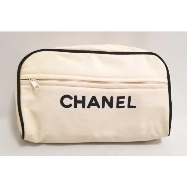 CHANEL（シャネル） ノベルティ ポーチ ホワイト キャンバス 【中古