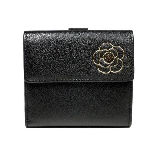 未使用 シャネル Wホック 財布 A46507 両面財布 バタフライ 黒  