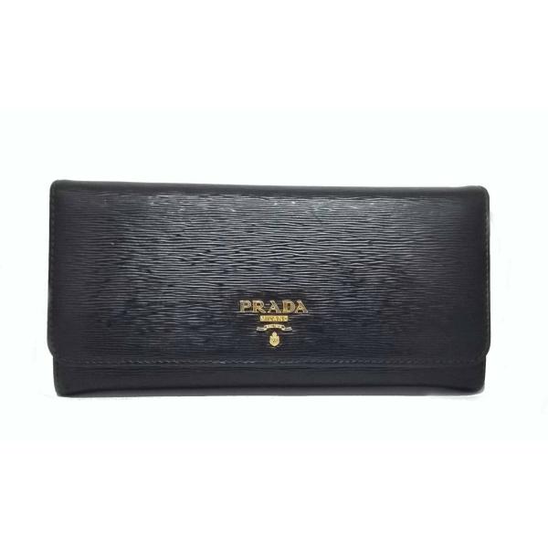 プラダ 長財布 １Ｍ１１３２ ブラック 黒 レザー ロゴ ヴィッテロ 
