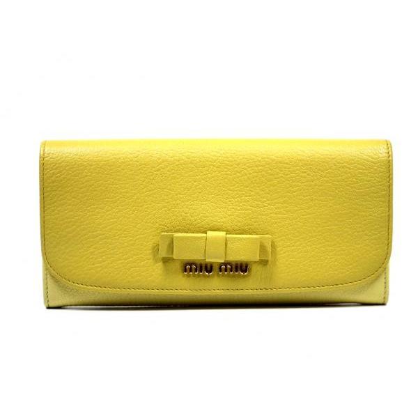 miu miu（ミュウミュウ） 未使用 長財布 リボン 5M1109 イエロー