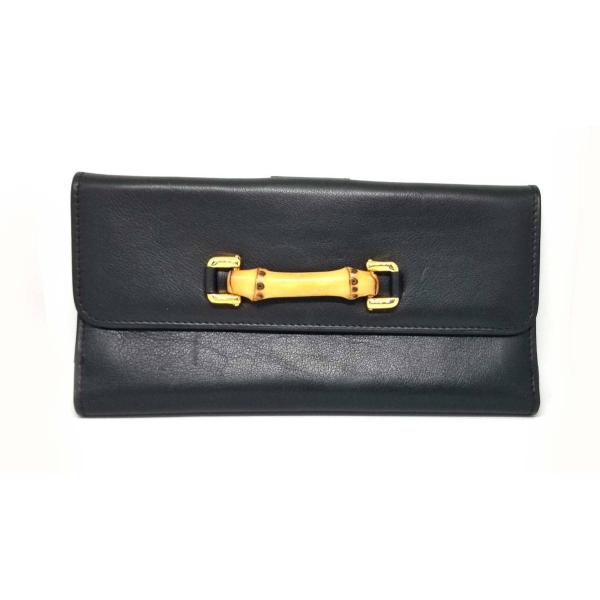 GUCCI（グッチ） 長財布 レザー バンブー 財布 ブラック 黒 レディース