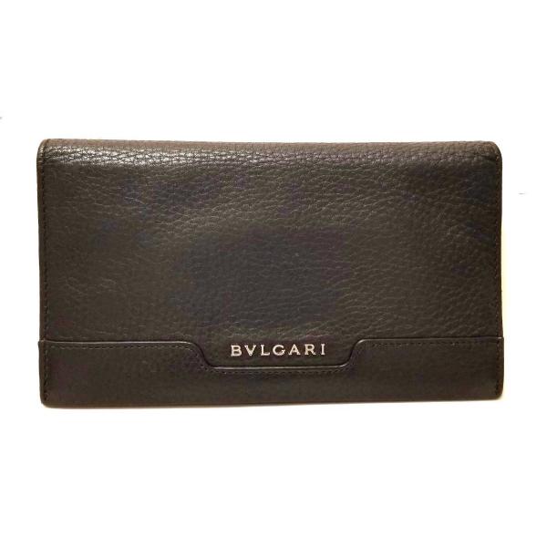 はちわれ 未使用品 美品 ブルガリ レザー×ジャガード ロゴ 長財布 はち