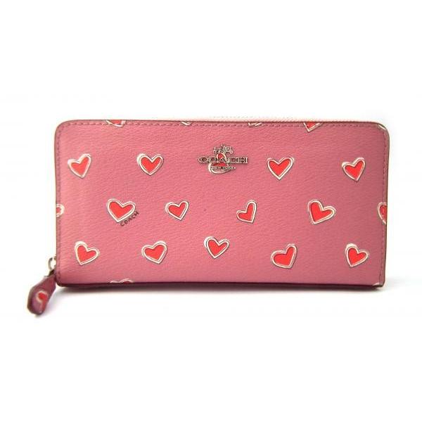 COACH 未使用 コーチ 長財布 レザー ピンク ハート 財布 COACH 未使用 コーチ 長財布 レザー ピンク ハート 財布