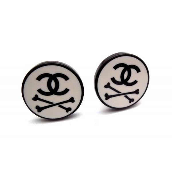 美品 シャネル イヤリング ココマーク ボーン 骨 クロスボーン  