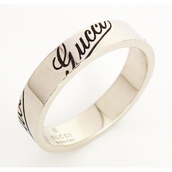 グッチ ロゴリング 指輪 リング #11 約10号 K18 750WG 筆記体  