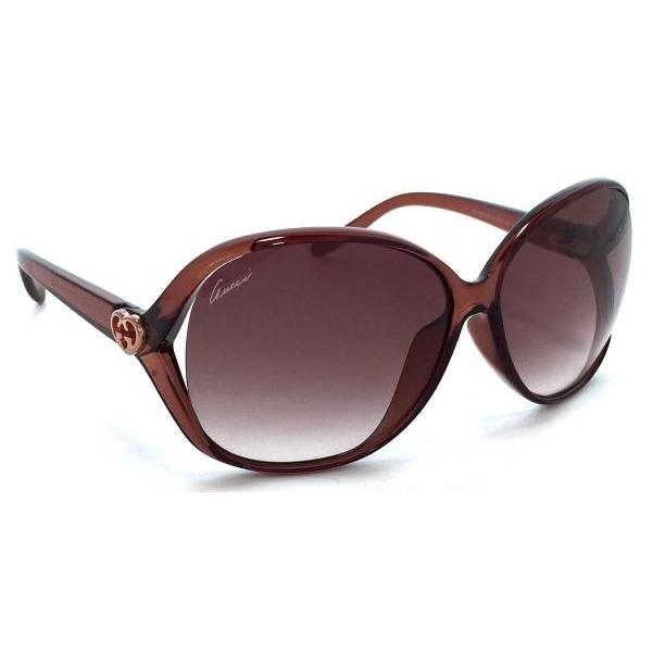 GUCCI ダークブラウン サングラス フレーム ハート型 ケース付き ケースつき GUCCI サングラス 茶色 ハート