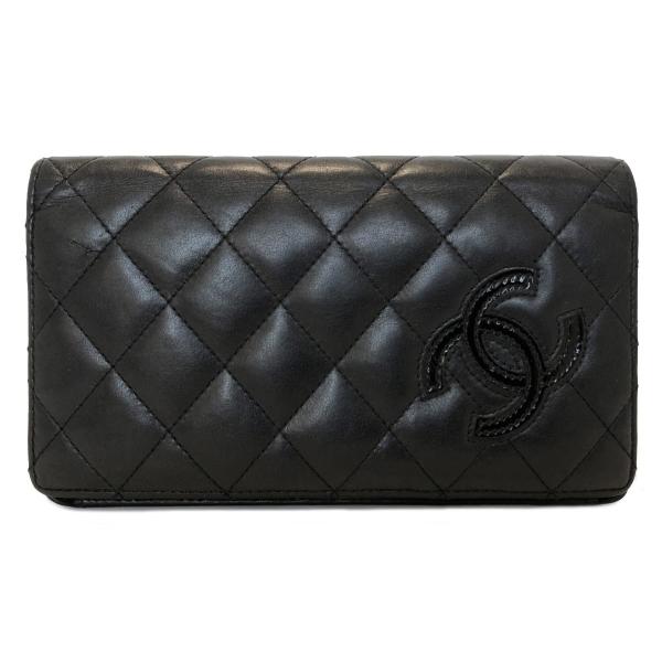 CHANEL シャネル レザー マトラッセ ココマーク 二つ折り 長財布