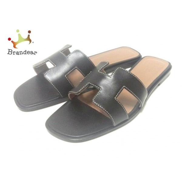 エルメス Hermes ミュール 38 レディース 美品 新着 黒 希少 オラン レザー