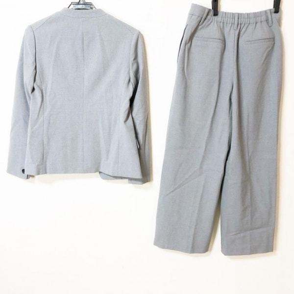 【美品】PLST パンツスーツ ノーカラー リネン混 濃紺 サイズL 春夏