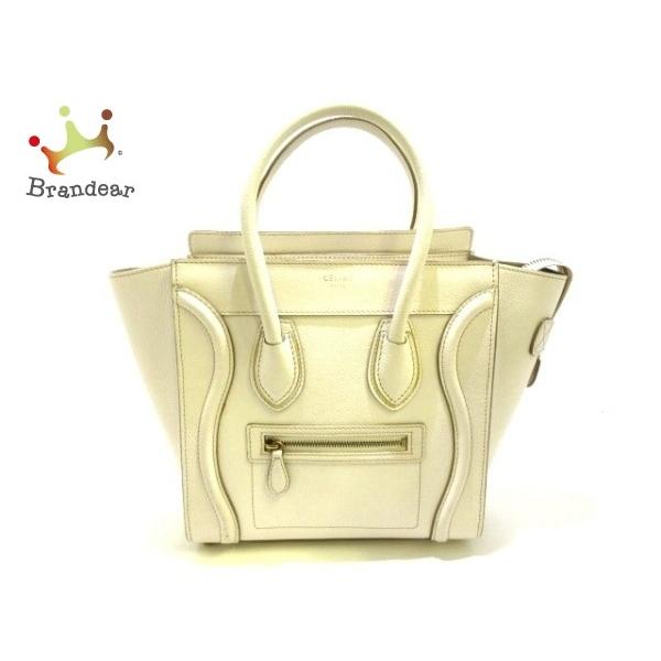 セリーヌ Celine ハンドバッグ ラゲージマイクロショッパー アイボリー ベージュ レザー 値下げ Omsai Net