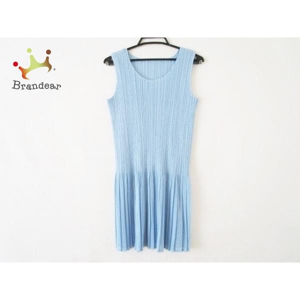 プリーツプリーズ Pleats Please 商店 ワンピース サイズ3 L レディース ライトブルー 0701 新着 プリーツ