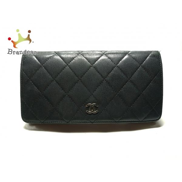 シャネル Chanel 長財布 マトラッセ 黒 シルバー金具 0626 新着 ラムスキン 爆買い送料無料 ココマーク