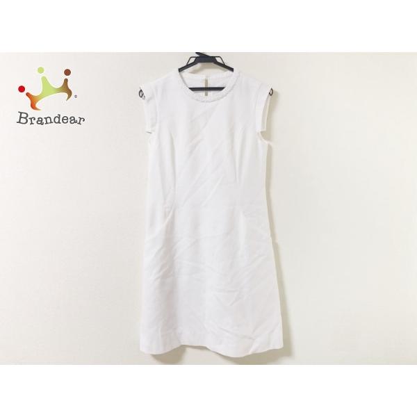 フォクシー Foxey ワンピース サイズ38 M レディース 白 ビーズ ノースリーブ 0707 ひざ丈 新着 新品