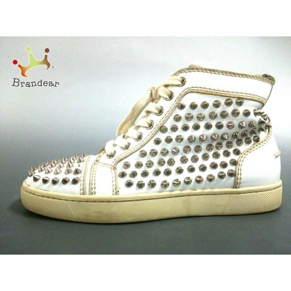クリスチャンルブタン スニーカー 36 レディース 白 シルバー スタッズ レザー 金属素材 スペシャル特価 ブランディア ヤフーショップ 通販 Yahoo ショッピング