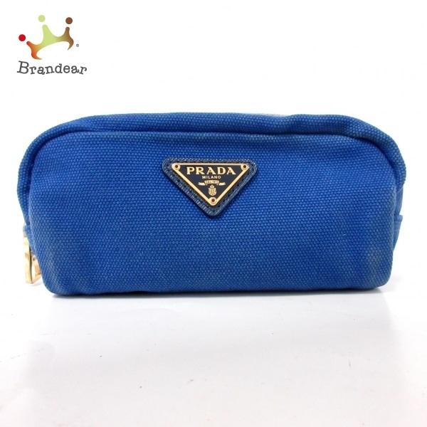 【美品】PRADA レザー ロゴ ポーチ マルチケース