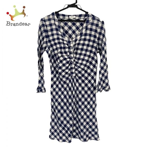 タバサ Tabasa ワンピース サイズ34 S レディース ブルー 白 長袖 ひざ丈 チェック柄 新着 2613 ブランディア ヤフーショップ 通販 Yahoo ショッピング