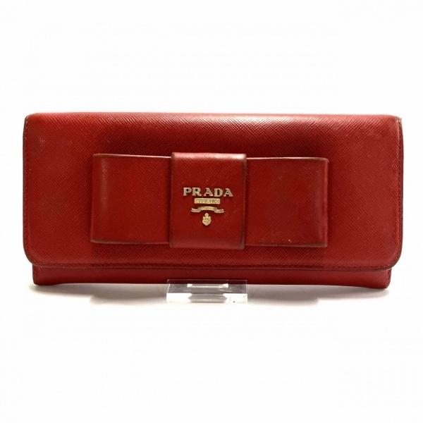 プラダ PRADA 長財布 - レッド リボン レザー 新着 20240419