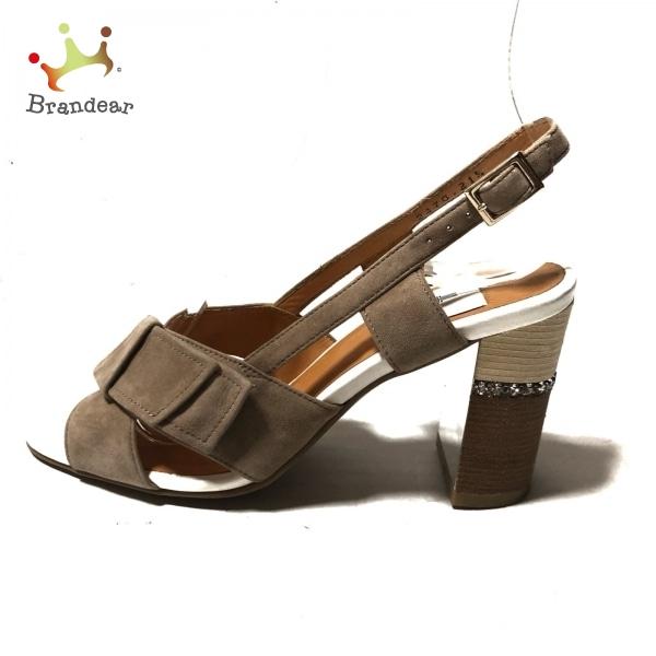 ランバンオンブルー サンダル 21 1/2 レディース 美品 - ベージュ×白