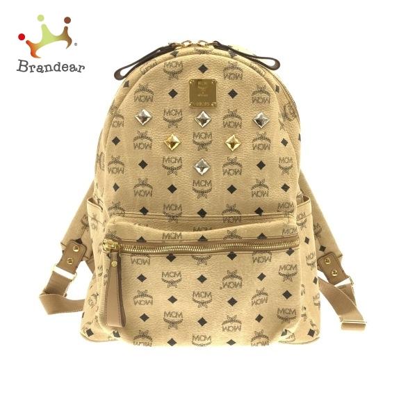 エムシーエム MCM リュックサック MMK2AVE01IG001 ベージュ×黒 スタッズ 合皮 新着 20230506 エムシーエム MCM リュックサック MMK2AVE01IG001 ベージュ×黒 スタッズ 合皮 新着 20230506